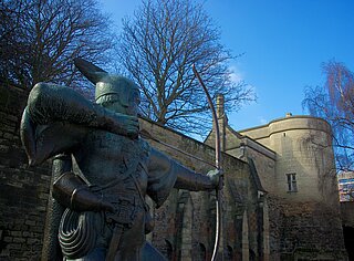 Statue von Robin Hood in Nottingham.