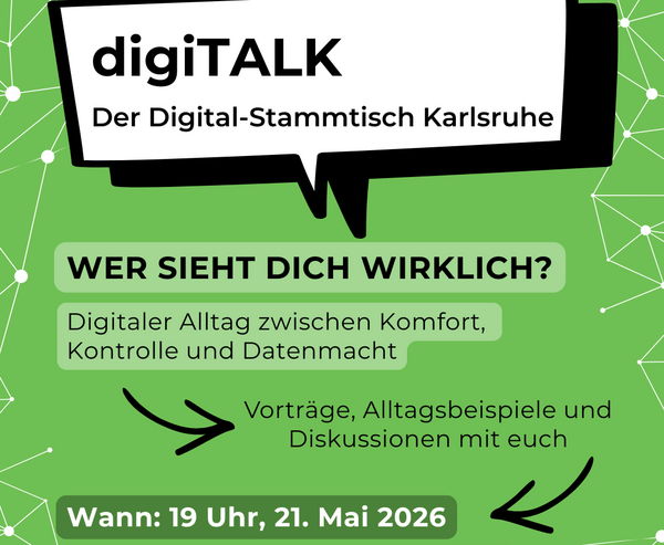 Plakat, dass die Veranstaltung digiTALK am 21.05.2026 grafisch bewirbt.