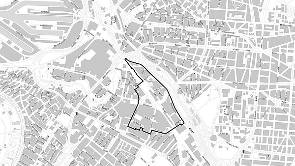 Plan mit Abgrenzung Sanierung Gewerbegebiet Grünwinkel