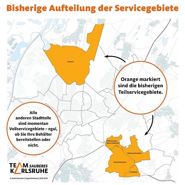 Die Karte zeigt die Servicegebiete.