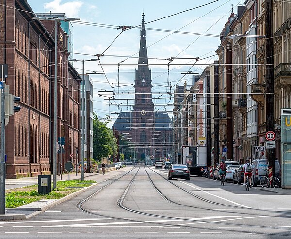 Östliche Kaiserstraße zwischen Berliner Platz und Durlacher Tor vor der Umgestaltung
