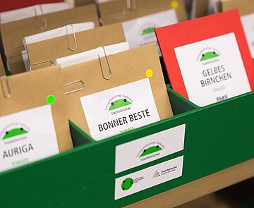 Das Ampelsystem der Saatgutbibliothek in der Karlsruher Stadtbibliothek.