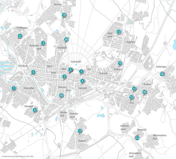 Karte aller Startpunkt Elterncafés