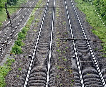 Eisenbahngleise mit Oberleitung