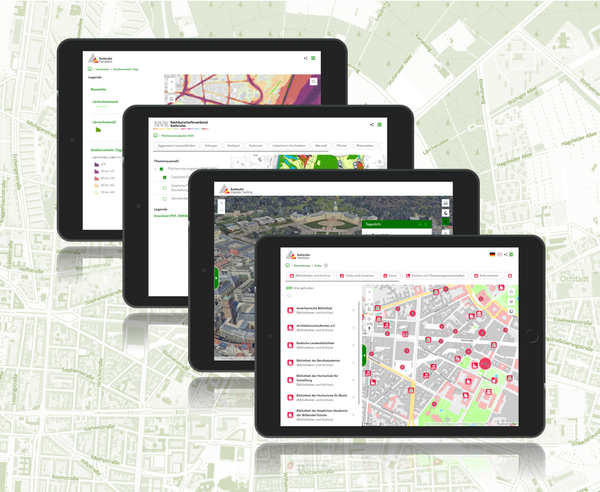 Abbildung der Web Apps im Geoportal der Karlsruhe