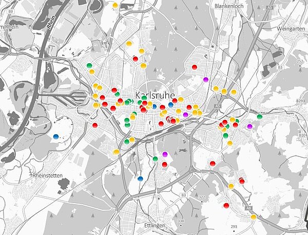 Stadtplan mit Übersicht der Projekte