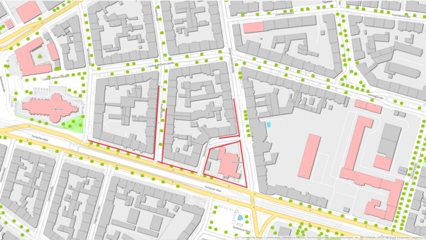 Karte mit markierten Ameisenbefällen im Gebiet Oststadt