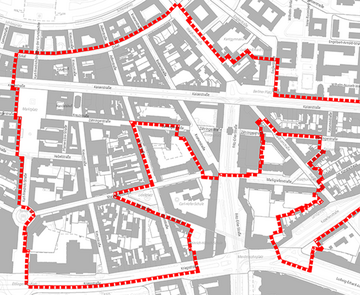 Plan mit Abgrenzung des Sanierungsgebietes Innenstadt Ost