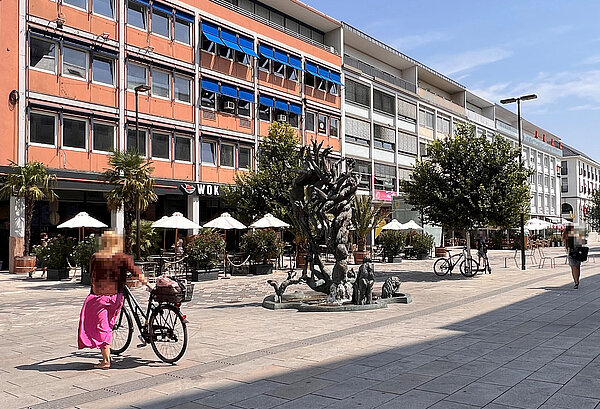 Foto der Kaiserstraße im Bereich des Lammbrunnens im Juli 2026