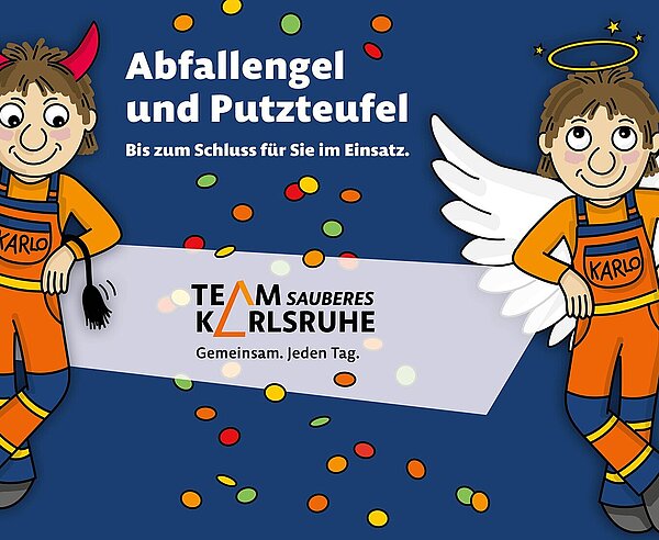 Werbeplakat des Teams Sauberes Karlsruhe zu den Faschingsabfällen.