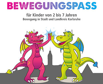 Logo des Bewegungspass: Zwei Drachen, die sich abklatschen