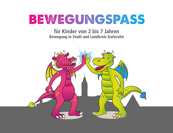 Logo Bewegungspass: Zwei Drachen die sich per High-five abklatschen