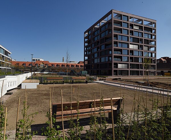 Blick auf das bebaute Gelände der ehemaligen Artilleriekaserne.