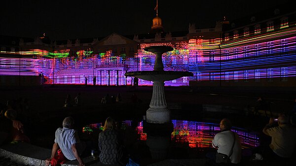 Schlosslichtspiele 2023, Illumination der Karlsruher Schlossfassade, achte Ausgabe