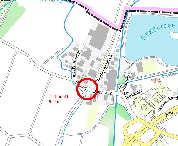 Treffpunkt der Gewässerschau am Heidelburger Graben