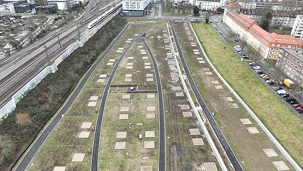 Ein Luftbild zeigt das Areal der Stuttgarter Straße