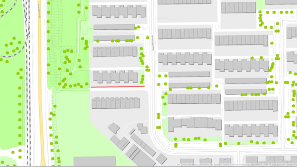 Karte mit markierten Ameisenbefällen im Gebiet in Rüppurr, Heinrich-Heine-Ring