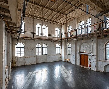 Große offene Halle der Orgelfabrik Durlach