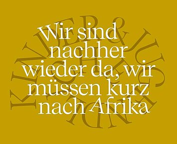 Kinderkammerkonzert – Wir sind nachher wieder da, wir müssen kurz nach Afrika