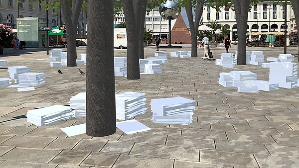 Installation Paper trees, Eva-Maria Lopez