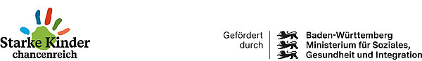 Logo Starke Kinder chancenreich, Logo Ministerium für Soziales, Gesundheit und Integration Baden Württemberg