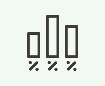 Wahlergebnissesymbolbild mit Porzentzeichen unter Balken in verschiedener Größe