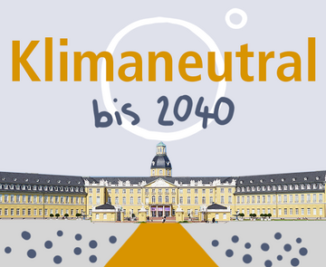 Karlsruher Stadtschloss, Pfeile, Text Klimaneutral bis 2040