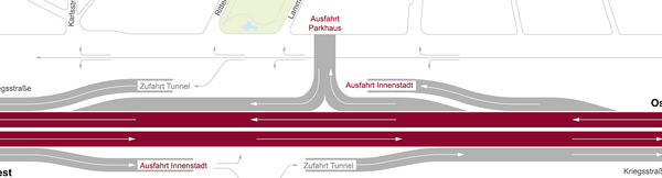Schematische Darstellung zur Verkehrsfuehrung des Karoline-Luise-Tunnel