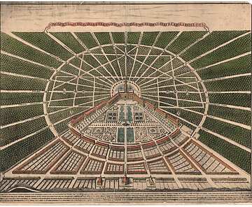 Karlsruher Stadtansicht, Kupferstich von Heinrich Schwarz 1721