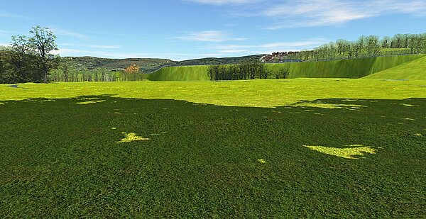 Visualisierung des geplanten Hochwasserrueckhaltebecken an der Alb, Innenansicht.