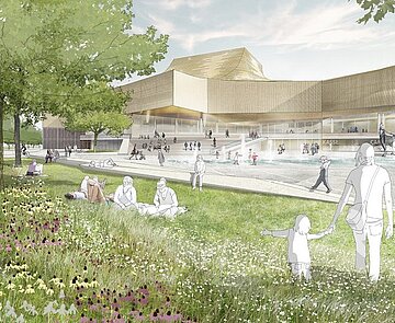 Visualisierter Entwurf für Neugestaltung des Theatervorplatzes.