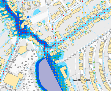 Abbildung des Fachplans "Starkregengefahrenkarte"