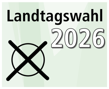 Symbolbild Kreis mit X und Schriftzug Landtagswahl 2026