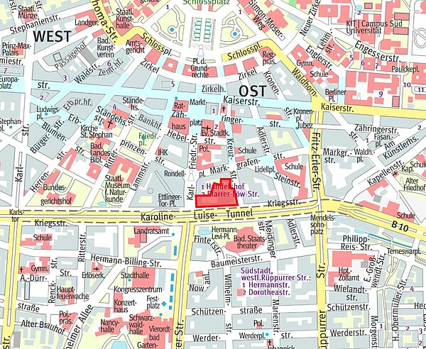 Stadtplanausschnitt Kriegsstraße 100