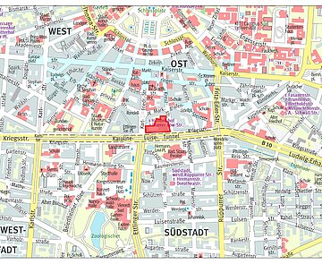 Stadtplanausschnitt Kriegsstraße 100