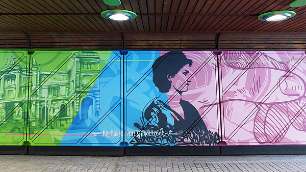 Die Abbildung zeigt Graffiti beim Albtalbahnhof