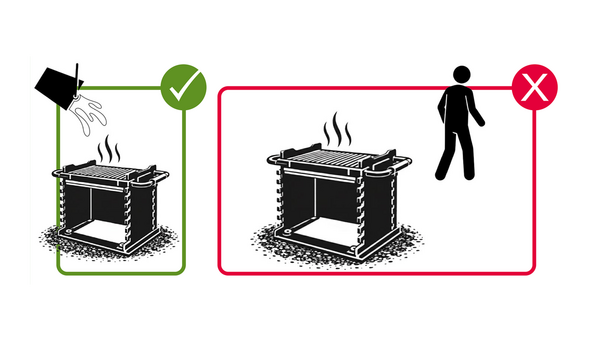 Piktogramm Das Grillfeuer vor Verlassen des Grillplatzes vollständig löschen