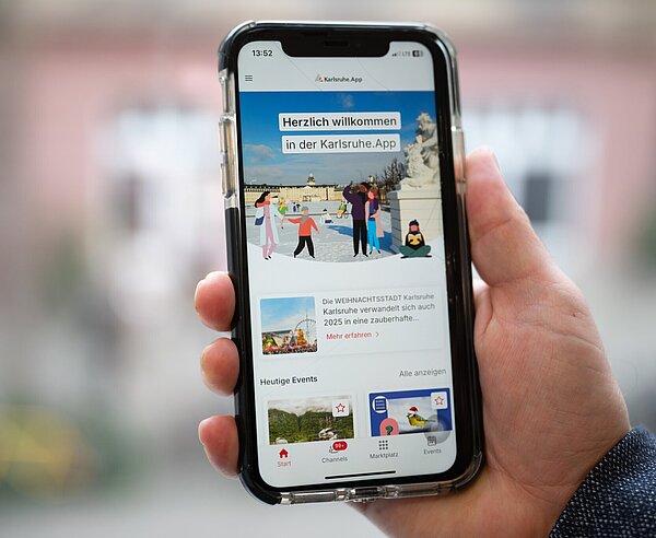 Smartphone mit der Karlsruhe.App