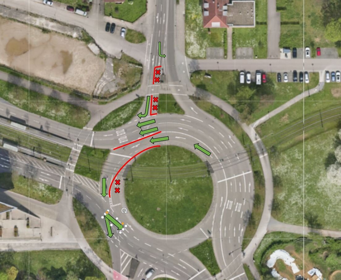 Ansicht der neuen Verkehrsführung aus der Vogelperspektive