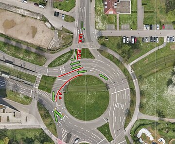 Ansicht der neuen Verkehrsführung aus der Vogelperspektive