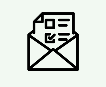 Piktogram mit geöffnetem Umschlag in dem ein Schriftstück steckt als Symbolbild für Briefwahl