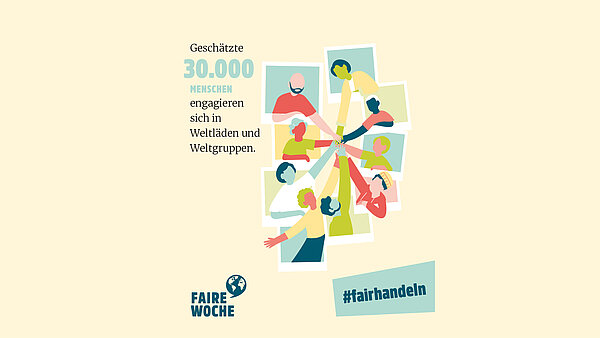 Grafik 30.000 Menschen engagieren sich in Weltläden und Weltgruppen.