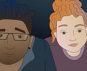 In “Exit the Fake” helfen die Spielerinnen und Spieler Kemal und Marie aus der Patsche: Die beiden werden Opfer eines Deepfakes.