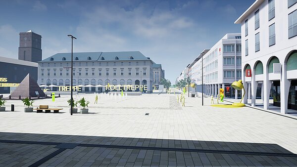 Visualisierung des neugestalteten Marktplatzes.