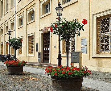 Eingang zur Durlacher Stadtteilbibliothek