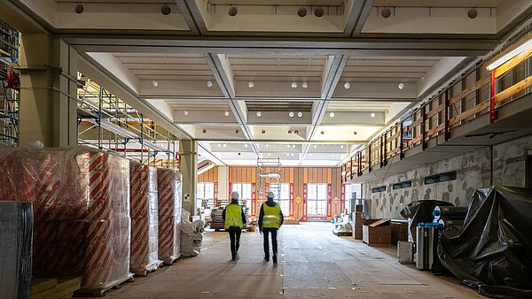 Baustand der Stadthalle im März 2024