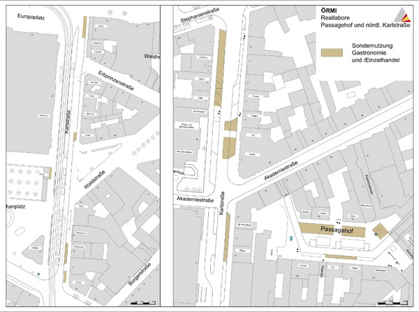Plan mit eingefärbten Flächen