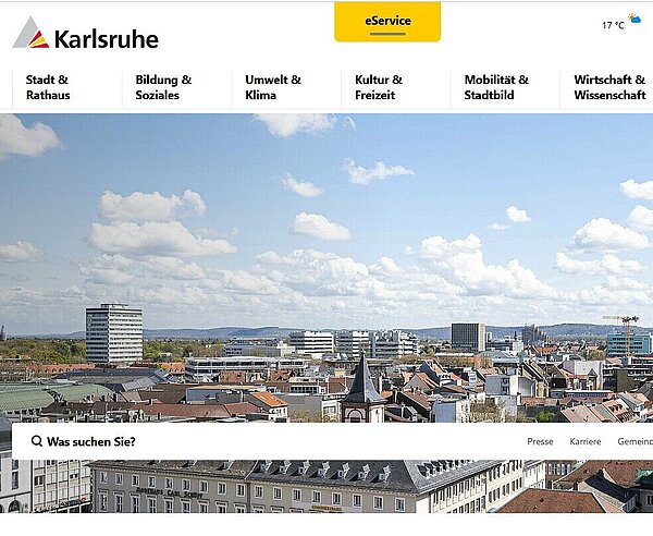 Screenhsot der Internetseite karlsruhe.de
