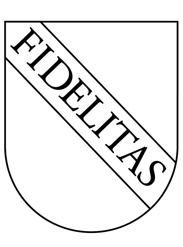 Das Karlsruher Fidelitas-Stadtwappen in schwarz-weißer Ausführung.