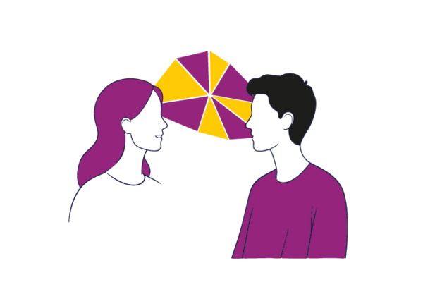 Grafik zur Darstellung eines Dialogs zwischen zwei Menschen